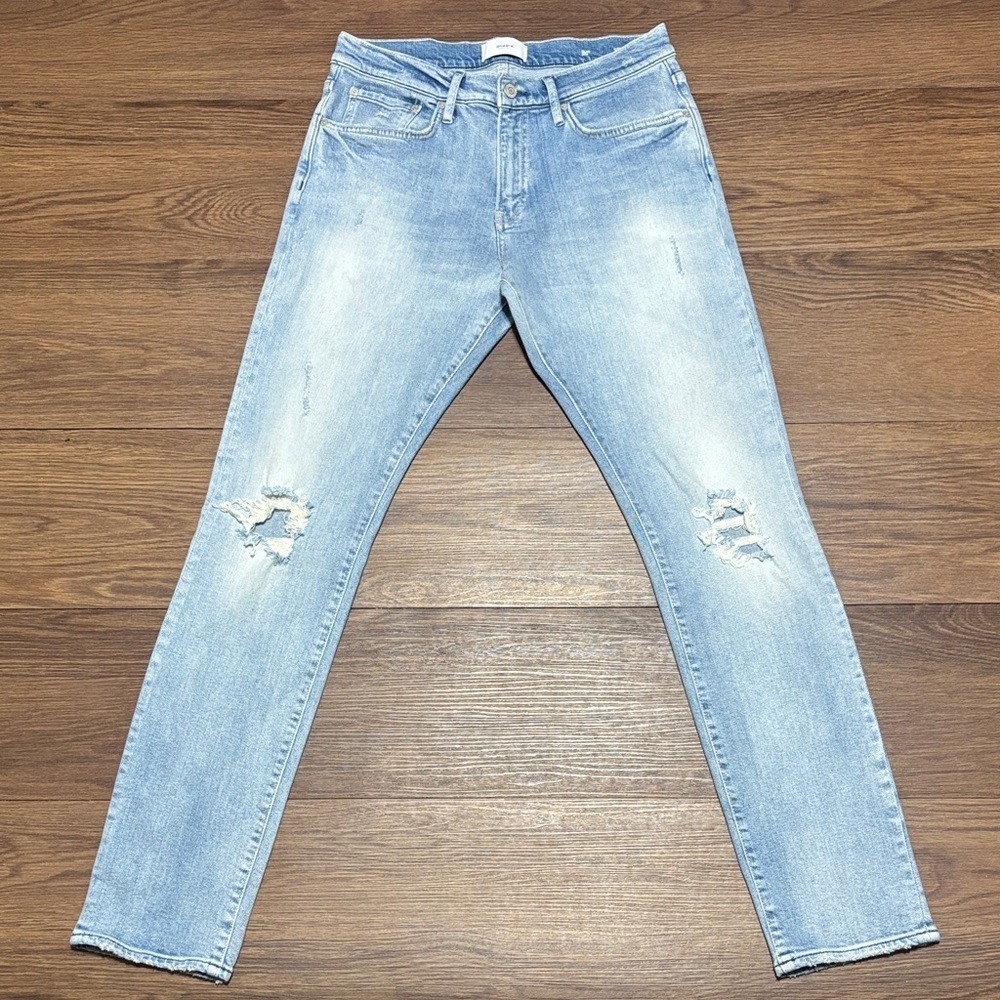 Ovadia & Sons Light Wash Distressed Slim Jeans Orange Zip Men’s 32